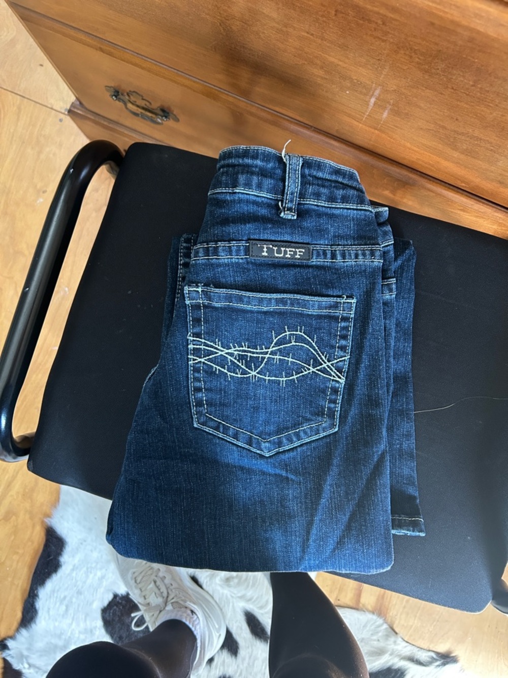 Cowgirl Tuff Dark Blue Boot Cut Jeans with Contrast Stitching